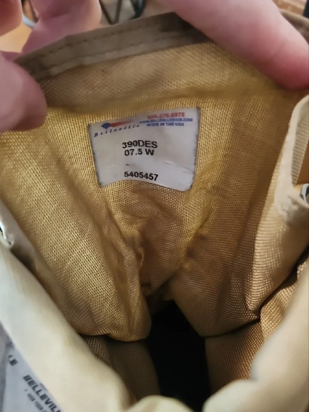 Men's Size 7.5 W Belleville Tan Waterproof Tactical Boots